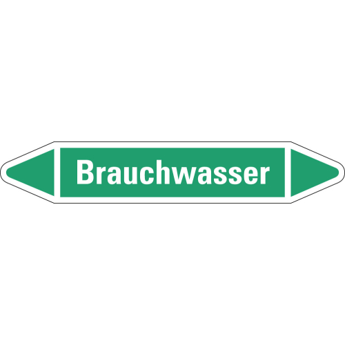 Rohrleitungsetikett Brauchwasser, grün-weiß, für Rohre mit Ø 15 - 25 mm, Standardfolie, 96 x 17 mm, 8 St./Bogen Rohrleitungsetikett Brauchwasser, grün-weiß, für Rohre mit Ø 15 - 25 mm, Standardfolie, 96 x 17 mm, 8 St./Bogen
