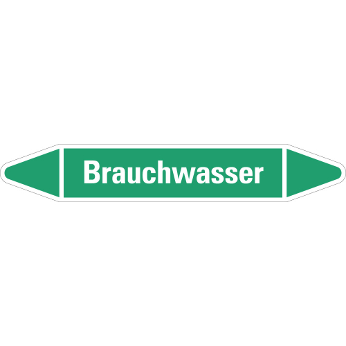Rohrleitungsetikett Brauchwasser, grün-weiß, für Rohre mit Ø 60 - 90 mm, Standardfolie, 310 x 52 mm, 3 St./Bogen Rohrleitungsetikett Brauchwasser, grün-weiß, für Rohre mit Ø 60 - 90 mm, Standardfolie, 310 x 52 mm, 3 St./Bogen
