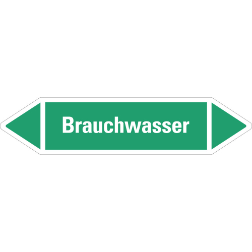 Rohrleitungsetikett Brauchwasser, grün-weiß, für Rohre mit Ø ab 90 mm, Standardfolie, 440 x 100 mm, 2 St./Bogen Rohrleitungsetikett Brauchwasser, grün-weiß, für Rohre mit Ø ab 90 mm, Standardfolie, 440 x 100 mm, 2 St./Bogen