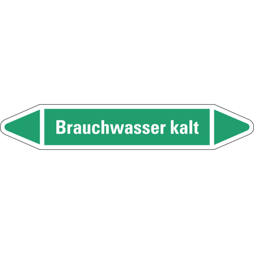 Rohrleitungsetikett Brauchwasser kalt, grün-weiß, für Rohre mit Ø 15 - 25 mm, Standardfolie, 96 x 17 mm, 8 St./Bogen Rohrleitungsetikett Brauchwasser kalt, grün-weiß, für Rohre mit Ø 15 - 25 mm, Standardfolie, 96 x 17 mm, 8 St./Bogen