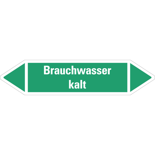Rohrleitungsetikett Brauchwasser kalt, grün-weiß, für Rohre mit Ø ab 90 mm, Standardfolie, 440 x 100 mm, 2 St./Bogen Rohrleitungsetikett Brauchwasser kalt, grün-weiß, für Rohre mit Ø ab 90 mm, Standardfolie, 440 x 100 mm, 2 St./Bogen