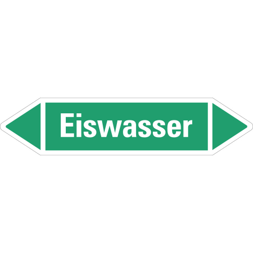 Rohrleitungsetikett Eiswasser, grün-weiß, für Rohre mit Ø ab 90 mm, Standardfolie, 440 x 100 mm, 2 St./Bogen Rohrleitungsetikett Eiswasser, grün-weiß, für Rohre mit Ø ab 90 mm, Standardfolie, 440 x 100 mm, 2 St./Bogen