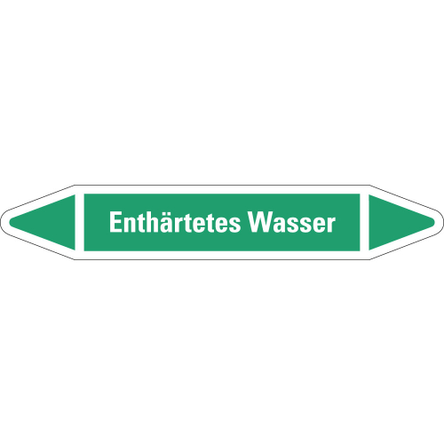 Rohrleitungsetikett Enthärtetes Wasser, grün-weiß, für Rohre mit Ø 25 - 40 mm, Standardfolie, 154 x 26 mm, 5 St./Bogen Rohrleitungsetikett Enthärtetes Wasser, grün-weiß, für Rohre mit Ø 25 - 40 mm, Standardfolie, 154 x 26 mm, 5 St./Bogen
