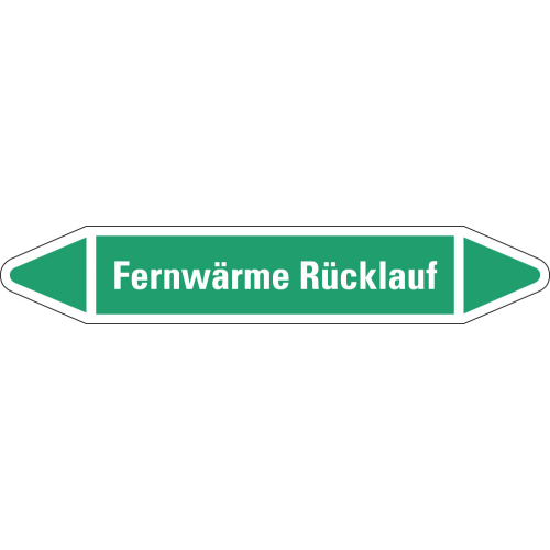 Rohrleitungsetikett Rücklauf, grün-weiß, für Rohre mit Ø 15 - 25 mm, Standardfolie, 96 x 17 mm, 8 St./Bogen Rohrleitungsetikett Rücklauf, grün-weiß, für Rohre mit Ø 15 - 25 mm, Standardfolie, 96 x 17 mm, 8 St./Bogen