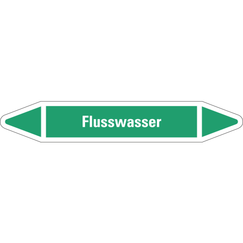Rohrleitungsetikett Flusswasser, grün-weiß, für Rohre mit Ø 25 - 40 mm, Standardfolie, 154 x 26 mm, 5 St./Bogen Rohrleitungsetikett Flusswasser, grün-weiß, für Rohre mit Ø 25 - 40 mm, Standardfolie, 154 x 26 mm, 5 St./Bogen