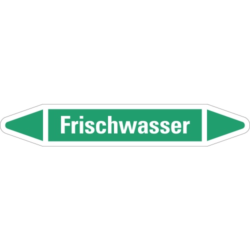 Rohrleitungsetikett Frischwasser, grün-weiß, für Rohre mit Ø 40 - 60 mm, Standardfolie, 218 x 37 mm, 5 St./Bogen Rohrleitungsetikett Frischwasser, grün-weiß, für Rohre mit Ø 40 - 60 mm, Standardfolie, 218 x 37 mm, 5 St./Bogen