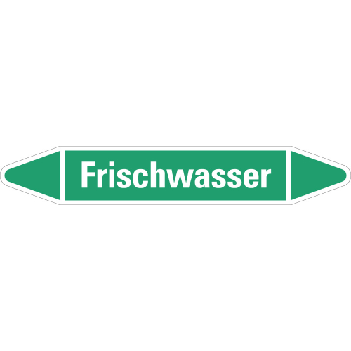 Rohrleitungsetikett Frischwasser, grün-weiß, für Rohre mit Ø 60 - 90 mm, Standardfolie, 310 x 52 mm, 3 St./Bogen Rohrleitungsetikett Frischwasser, grün-weiß, für Rohre mit Ø 60 - 90 mm, Standardfolie, 310 x 52 mm, 3 St./Bogen