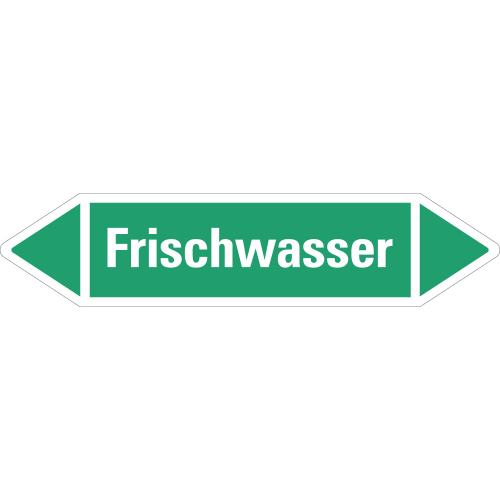 Rohrleitungsetikett Frischwasser, grün-weiß, für Rohre mit Ø ab 90 mm, Standardfolie, 440 x 100 mm, 2 St./Bogen Rohrleitungsetikett Frischwasser, grün-weiß, für Rohre mit Ø ab 90 mm, Standardfolie, 440 x 100 mm, 2 St./Bogen