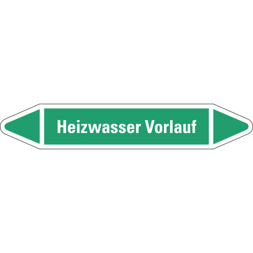 Rohrleitungsetikett Heizwasser Vorlauf, grün-weiß, für Rohre mit Ø 15 - 25 mm, Standardfolie, 96 x 17 mm, 8 St./Bogen Rohrleitungsetikett Heizwasser Vorlauf, grün-weiß, für Rohre mit Ø 15 - 25 mm, Standardfolie, 96 x 17 mm, 8 St./Bogen