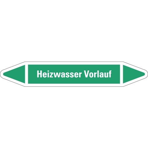 Rohrleitungsetikett Heizwasser Vorlauf, grün-weiß, für Rohre mit Ø 25 - 40 mm, Standardfolie, 154 x 26 mm, 5 St./Bogen Rohrleitungsetikett Heizwasser Vorlauf, grün-weiß, für Rohre mit Ø 25 - 40 mm, Standardfolie, 154 x 26 mm, 5 St./Bogen