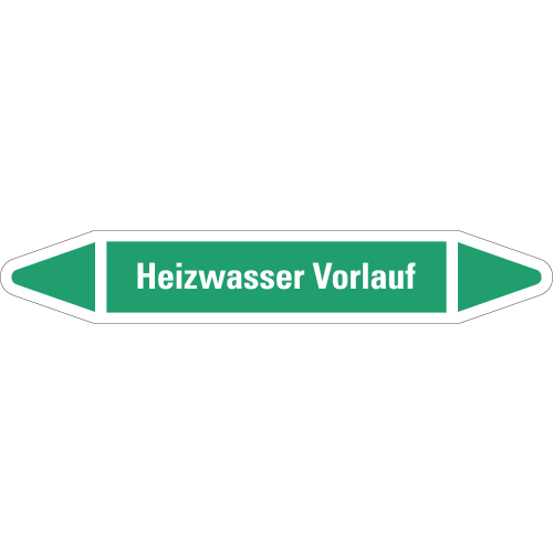 Rohrleitungsetikett Heizwasser Vorlauf, grün-weiß, für Rohre mit Ø 40 - 60 mm, Standardfolie, 218 x 37 mm, 5 St./Bogen Rohrleitungsetikett Heizwasser Vorlauf, grün-weiß, für Rohre mit Ø 40 - 60 mm, Standardfolie, 218 x 37 mm, 5 St./Bogen