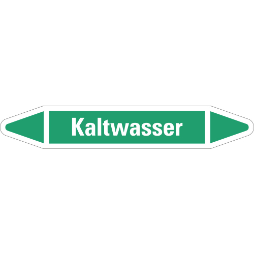 Rohrleitungsetikett Kaltwasser, grün-weiß, für Rohre mit Ø 40 - 60 mm, Standardfolie, 218 x 37 mm, 5 St./Bogen Rohrleitungsetikett Kaltwasser, grün-weiß, für Rohre mit Ø 40 - 60 mm, Standardfolie, 218 x 37 mm, 5 St./Bogen