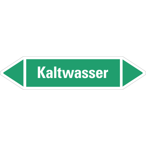 Rohrleitungsetikett Kaltwasser, grün-weiß, für Rohre mit Ø ab 90 mm, Standardfolie, 440 x 100 mm, 2 St./Bogen Rohrleitungsetikett Kaltwasser, grün-weiß, für Rohre mit Ø ab 90 mm, Standardfolie, 440 x 100 mm, 2 St./Bogen