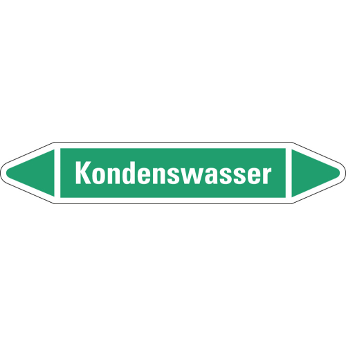 Rohrleitungsetikett Kondenswasser, grün-weiß, für Rohre mit Ø 15 - 25 mm, Standardfolie, 96 x 17 mm, 8 St./Bogen Rohrleitungsetikett Kondenswasser, grün-weiß, für Rohre mit Ø 15 - 25 mm, Standardfolie, 96 x 17 mm, 8 St./Bogen