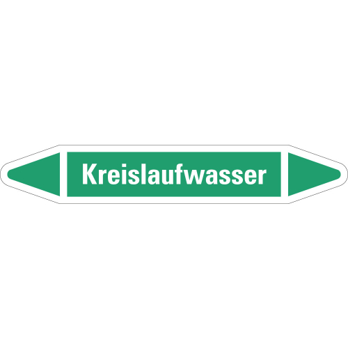Rohrleitungsetikett Kreislaufwasser, grün-weiß, für Rohre mit Ø 40 - 60 mm, Standardfolie, 218 x 37 mm, 5 St./Bogen Rohrleitungsetikett Kreislaufwasser, grün-weiß, für Rohre mit Ø 40 - 60 mm, Standardfolie, 218 x 37 mm, 5 St./Bogen