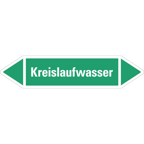 Rohrleitungsetikett Kreislaufwasser, grün-weiß, für Rohre mit Ø ab 90 mm, Standardfolie, 440 x 100 mm, 2 St./Bogen Rohrleitungsetikett Kreislaufwasser, grün-weiß, für Rohre mit Ø ab 90 mm, Standardfolie, 440 x 100 mm, 2 St./Bogen