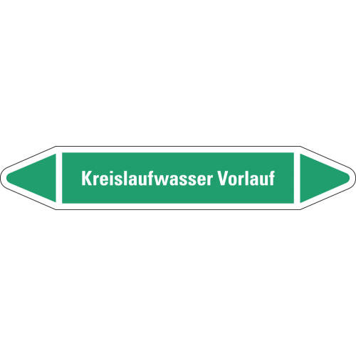 Rohrleitungsetikett Kreislaufwasser Vorlauf, grün-weiß, für Rohre mit Ø 15 - 25 mm, Standardfolie, 96 x 17 mm, 8 St./Bogen Rohrleitungsetikett Kreislaufwasser Vorlauf, grün-weiß, für Rohre mit Ø 15 - 25 mm, Standardfolie, 96 x 17 mm, 8 St./Bogen