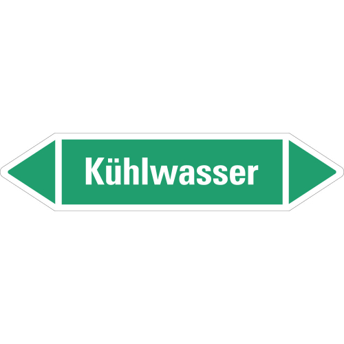 Rohrleitungsetikett Kühlwasser, grün-weiß, für Rohre mit Ø ab 90 mm, Standardfolie, 440 x 100 mm, 2 St./Bogen Rohrleitungsetikett Kühlwasser, grün-weiß, für Rohre mit Ø ab 90 mm, Standardfolie, 440 x 100 mm, 2 St./Bogen