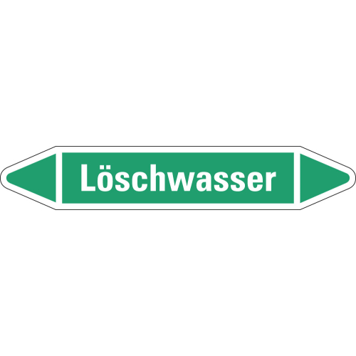Rohrleitungsetikett Löschwasser, grün-weiß, für Rohre mit Ø 15 - 25 mm, Standardfolie, 96 x 17 mm, 8 St./Bogen