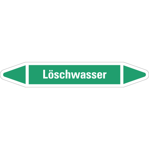 Rohrleitungsetikett Löschwasser, grün-weiß, für Rohre mit Ø 40 - 60 mm, Standardfolie, 218 x 37 mm, 5 St./Bogen Rohrleitungsetikett Löschwasser, grün-weiß, für Rohre mit Ø 40 - 60 mm, Standardfolie, 218 x 37 mm, 5 St./Bogen