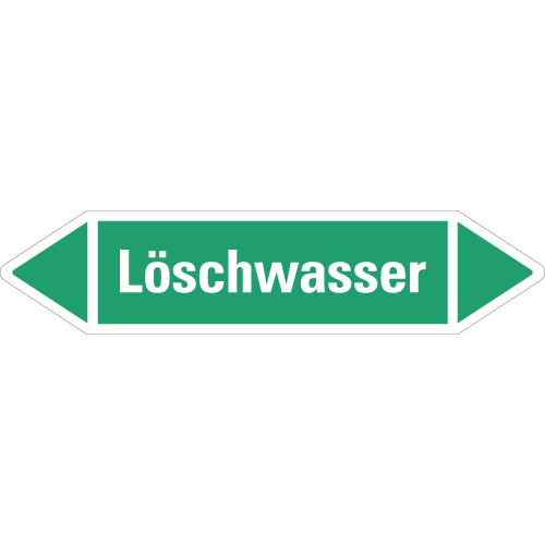 Rohrleitungsetikett Löschwasser, grün-weiß, für Rohre mit Ø ab 90 mm, Standardfolie, 440 x 100 mm, 2 St./Bogen Rohrleitungsetikett Löschwasser, grün-weiß, für Rohre mit Ø ab 90 mm, Standardfolie, 440 x 100 mm, 2 St./Bogen