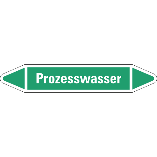 Rohrleitungsetikett Prozesswasser, grün-weiß, für Rohre mit Ø 15 - 25 mm, Standardfolie, 96 x 17 mm, 8 St./Bogen
