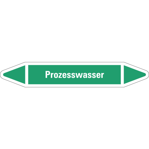 Rohrleitungsetikett Prozesswasser, grün-weiß, für Rohre mit Ø 25 - 40 mm, Standardfolie, 154 x 26 mm, 5 St./Bogen Rohrleitungsetikett Prozesswasser, grün-weiß, für Rohre mit Ø 25 - 40 mm, Standardfolie, 154 x 26 mm, 5 St./Bogen