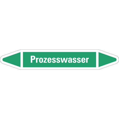 Rohrleitungsetikett Prozesswasser, grün-weiß, für Rohre mit Ø 40 - 60 mm, Standardfolie, 218 x 37 mm, 5 St./Bogen Rohrleitungsetikett Prozesswasser, grün-weiß, für Rohre mit Ø 40 - 60 mm, Standardfolie, 218 x 37 mm, 5 St./Bogen