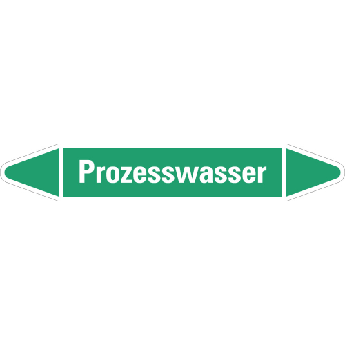 Rohrleitungsetikett Prozesswasser, grün-weiß, für Rohre mit Ø 60 - 90 mm, Standardfolie, 310 x 52 mm, 3 St./Bogen Rohrleitungsetikett Prozesswasser, grün-weiß, für Rohre mit Ø 60 - 90 mm, Standardfolie, 310 x 52 mm, 3 St./Bogen