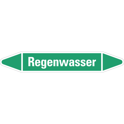 Rohrleitungsetikett Regenwasser, grün-weiß, für Rohre mit Ø 60 - 90 mm, Standardfolie, 310 x 52 mm, 3 St./Bogen Rohrleitungsetikett Regenwasser, grün-weiß, für Rohre mit Ø 60 - 90 mm, Standardfolie, 310 x 52 mm, 3 St./Bogen