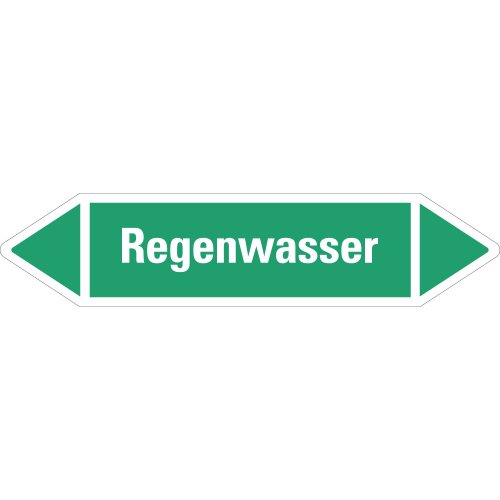 Rohrleitungsetikett Regenwasser, grün-weiß, für Rohre mit Ø ab 90 mm, Standardfolie, 440 x 100 mm, 2 St./Bogen Rohrleitungsetikett Regenwasser, grün-weiß, für Rohre mit Ø ab 90 mm, Standardfolie, 440 x 100 mm, 2 St./Bogen