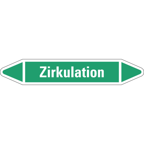 Rohrleitungsetikett Zirkulation, grün-weiß, für Rohre mit Ø 15 - 25 mm, Standardfolie, 96 x 17 mm, 8 St./Bogen Rohrleitungsetikett Zirkulation, grün-weiß, für Rohre mit Ø 15 - 25 mm, Standardfolie, 96 x 17 mm, 8 St./Bogen