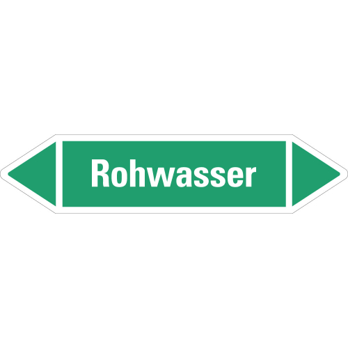 Rohrleitungsetikett Rohwasser, grün-weiß, für Rohre mit Ø ab 90 mm, Standardfolie, 440 x 100 mm, 2 St./Bogen Rohrleitungsetikett Rohwasser, grün-weiß, für Rohre mit Ø ab 90 mm, Standardfolie, 440 x 100 mm, 2 St./Bogen