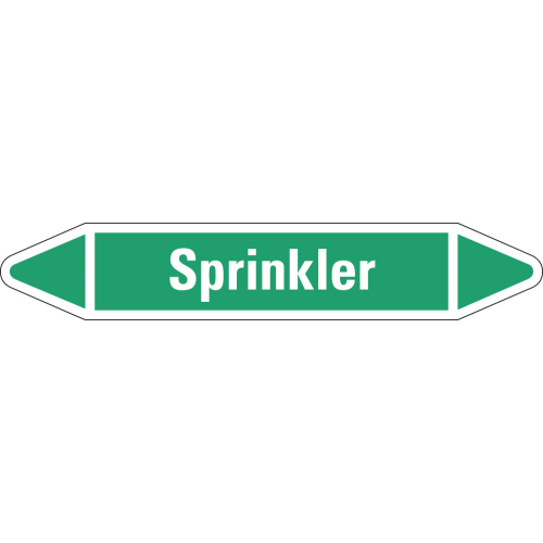 Rohrleitungsetikett Sprinkler, grün-weiß, für Rohre mit Ø 15 - 25 mm, Standardfolie, 96 x 17 mm, 8 St./Bogen Rohrleitungsetikett Sprinkler, grün-weiß, für Rohre mit Ø 15 - 25 mm, Standardfolie, 96 x 17 mm, 8 St./Bogen