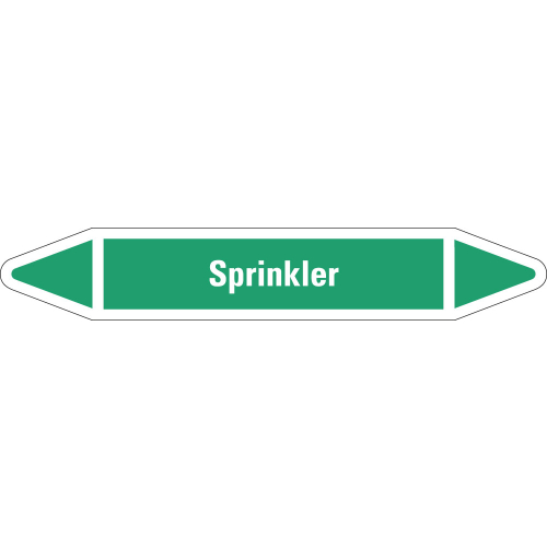 Rohrleitungsetikett Sprinkler, grün-weiß, für Rohre mit Ø 25 - 40 mm, Standardfolie, 154 x 26 mm, 5 St./Bogen Rohrleitungsetikett Sprinkler, grün-weiß, für Rohre mit Ø 25 - 40 mm, Standardfolie, 154 x 26 mm, 5 St./Bogen