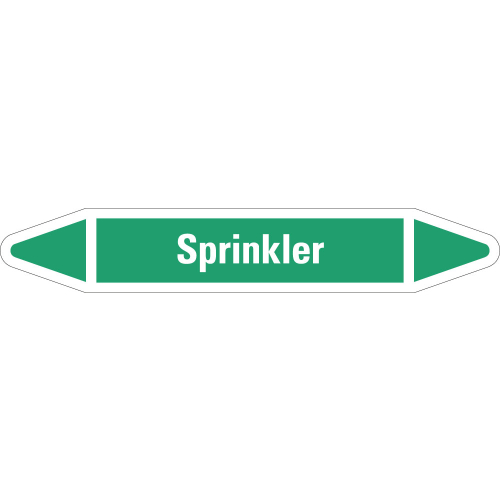 Rohrleitungsetikett Sprinkler, grün-weiß, für Rohre mit Ø 40 - 60 mm, Standardfolie, 218 x 37 mm, 5 St./Bogen Rohrleitungsetikett Sprinkler, grün-weiß, für Rohre mit Ø 40 - 60 mm, Standardfolie, 218 x 37 mm, 5 St./Bogen