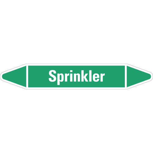 Rohrleitungsetikett Sprinkler, grün-weiß, für Rohre mit Ø 60 - 90 mm, Standardfolie, 310 x 52 mm, 3 St./Bogen Rohrleitungsetikett Sprinkler, grün-weiß, für Rohre mit Ø 60 - 90 mm, Standardfolie, 310 x 52 mm, 3 St./Bogen