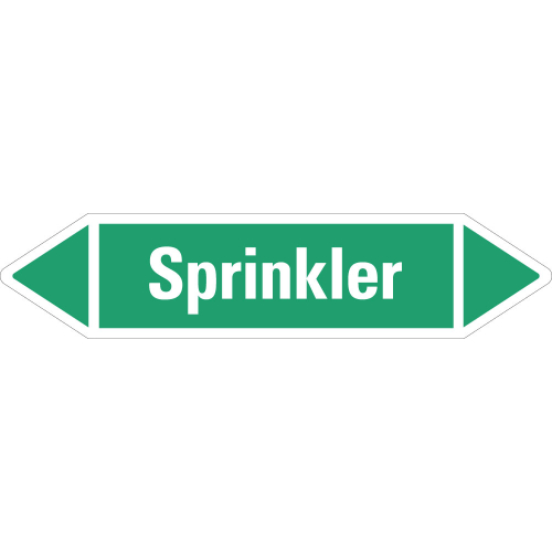 Rohrleitungsetikett Sprinkler, grün-weiß, für Rohre mit Ø ab 90 mm, Standardfolie, 440 x 100 mm, 2 St./Bogen Rohrleitungsetikett Sprinkler, grün-weiß, für Rohre mit Ø ab 90 mm, Standardfolie, 440 x 100 mm, 2 St./Bogen
