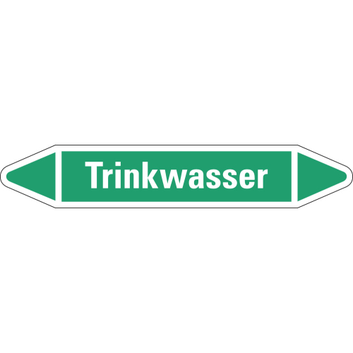 Rohrleitungsetikett Trinkwasser, grün-weiß, für Rohre mit Ø 15 - 25 mm, Standardfolie, 96 x 17 mm, 8 St./Bogen Rohrleitungsetikett Trinkwasser, grün-weiß, für Rohre mit Ø 15 - 25 mm, Standardfolie, 96 x 17 mm, 8 St./Bogen