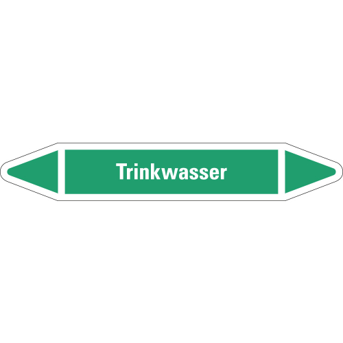 Rohrleitungsetikett Trinkwasser, grün-weiß, für Rohre mit Ø 25 - 40 mm, Standardfolie, 154 x 26 mm, 5 St./Bogen Rohrleitungsetikett Trinkwasser, grün-weiß, für Rohre mit Ø 25 - 40 mm, Standardfolie, 154 x 26 mm, 5 St./Bogen