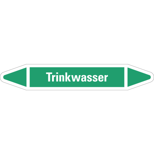 Rohrleitungsetikett Trinkwasser, grün-weiß, für Rohre mit Ø 40 - 60 mm, Standardfolie, 218 x 37 mm, 5 St./Bogen Rohrleitungsetikett Trinkwasser, grün-weiß, für Rohre mit Ø 40 - 60 mm, Standardfolie, 218 x 37 mm, 5 St./Bogen