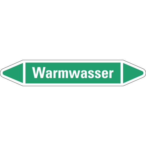 Rohrleitungsetikett Warmwasser, grün-weiß, für Rohre mit Ø 15 - 25 mm, Standardfolie, 96 x 17 mm, 8 St./Bogen Rohrleitungsetikett Warmwasser, grün-weiß, für Rohre mit Ø 15 - 25 mm, Standardfolie, 96 x 17 mm, 8 St./Bogen