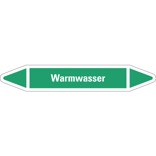 Rohrleitungsetikett Warmwasser, grün-weiß, für Rohre mit Ø 25 - 40 mm, Standardfolie, 154 x 26 mm, 5 St./Bogen Rohrleitungsetikett Warmwasser, grün-weiß, für Rohre mit Ø 25 - 40 mm, Standardfolie, 154 x 26 mm, 5 St./Bogen