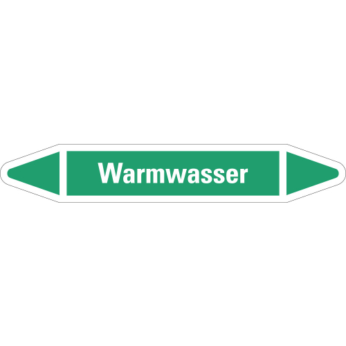 Rohrleitungsetikett Warmwasser, grün-weiß, für Rohre mit Ø 40 - 60 mm, Standardfolie, 218 x 37 mm, 5 St./Bogen Rohrleitungsetikett Warmwasser, grün-weiß, für Rohre mit Ø 40 - 60 mm, Standardfolie, 218 x 37 mm, 5 St./Bogen