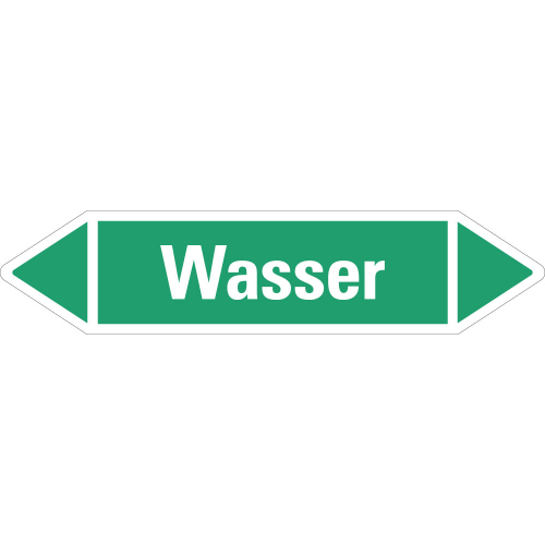 Rohrleitungsetikett Wasser, grün-weiß, für Rohre mit Ø ab 90 mm, Standardfolie, 440 x 100 mm, 2 St./Bogen