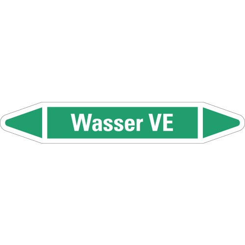 Rohrleitungsetikett Wasser VE, grün-weiß, für Rohre mit Ø 40 - 60 mm, Standardfolie, 218 x 37 mm, 5 St./Bogen Rohrleitungsetikett Wasser VE, grün-weiß, für Rohre mit Ø 40 - 60 mm, Standardfolie, 218 x 37 mm, 5 St./Bogen
