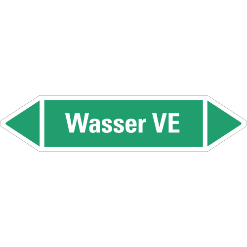 Rohrleitungsetikett Wasser VE, grün-weiß, für Rohre mit Ø ab 90 mm, Standardfolie, 440 x 100 mm, 2 St./Bogen Rohrleitungsetikett Wasser VE, grün-weiß, für Rohre mit Ø ab 90 mm, Standardfolie, 440 x 100 mm, 2 St./Bogen
