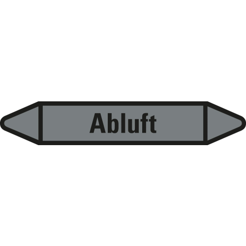 Rohrleitungsetikett Abluft, grau-schwarz, für Rohre mit Ø 15 - 25 mm, Standardfolie, 96 x 17 mm, 8 St./Bogen