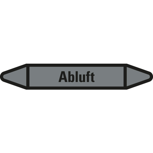 Rohrleitungsetikett Abluft, grau-schwarz, für Rohre mit Ø 40 - 60 mm, Standardfolie, 218 x 37 mm, 5 St./Bogen Rohrleitungsetikett Abluft, grau-schwarz, für Rohre mit Ø 40 - 60 mm, Standardfolie, 218 x 37 mm, 5 St./Bogen