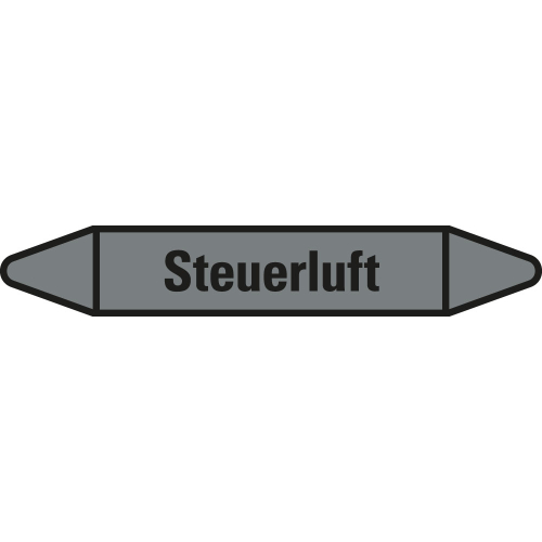 Rohrleitungsetikett Steuerluft, grau-schwarz, für Rohre mit Ø 60 - 90 mm, Standardfolie, 310 x 52 mm, 3 St./Bogen